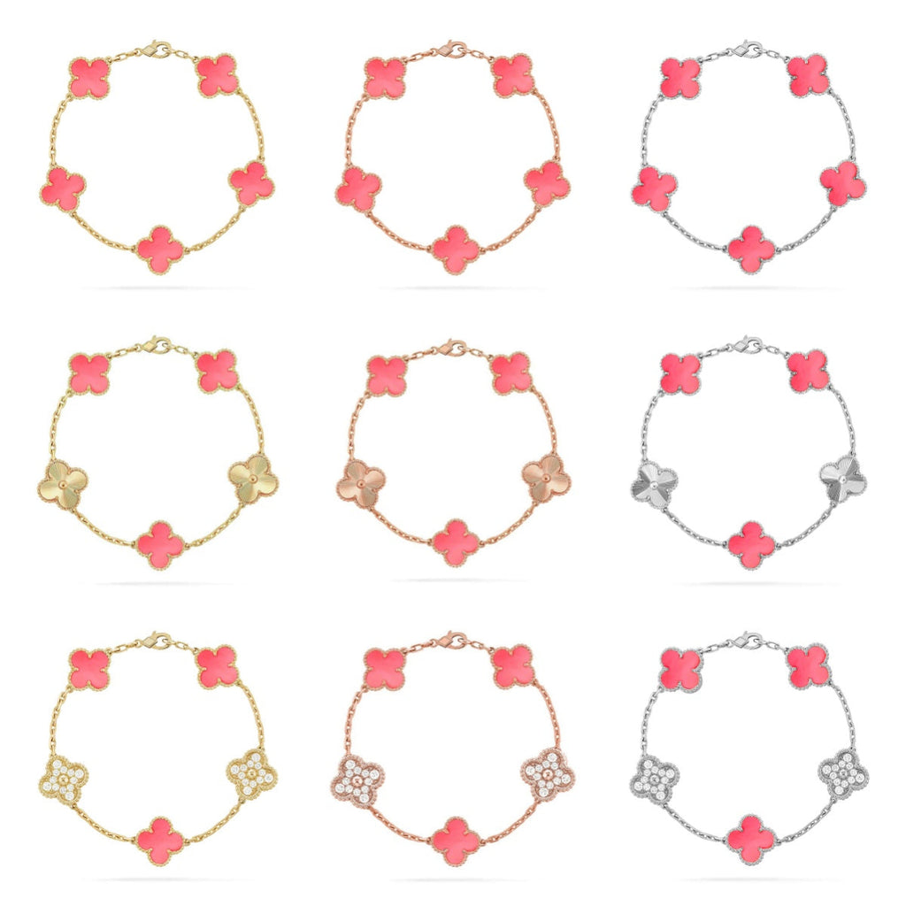 New  CLOVER 5 MOTIFS  PINK MOP BRACELET COLLECTION