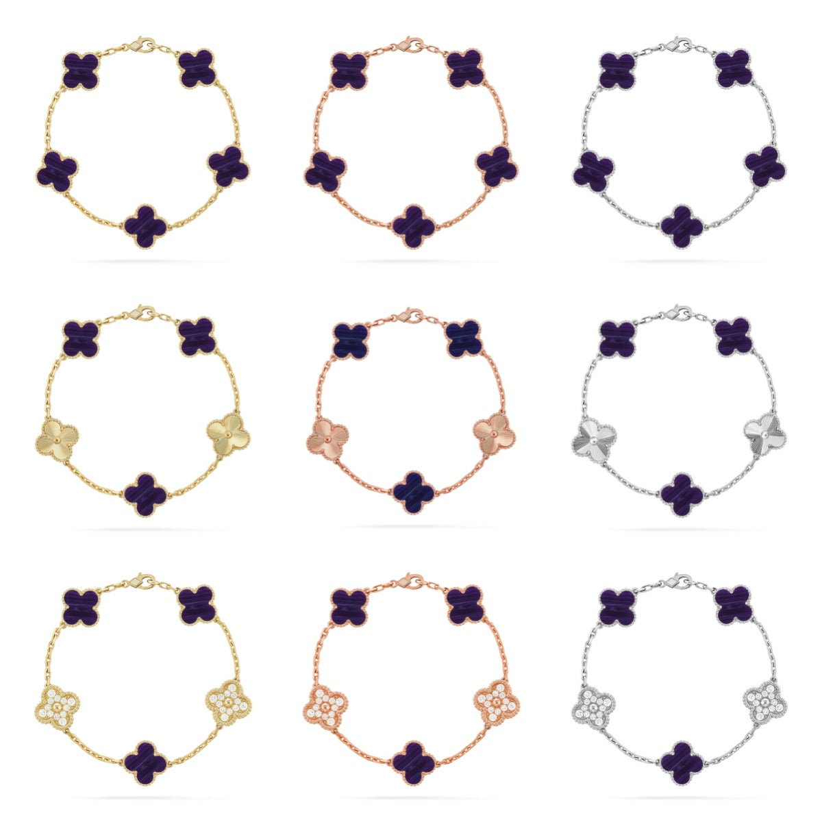New CLOVER 5 MOTIF PURPLE STRIPES BRACELET COLLECTION