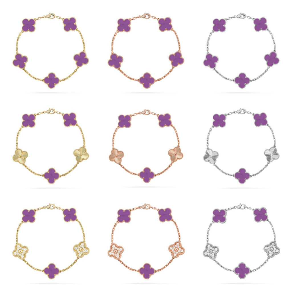 New  CLOVER 5 MOTIF VIOLET BRACELET COLLECTION