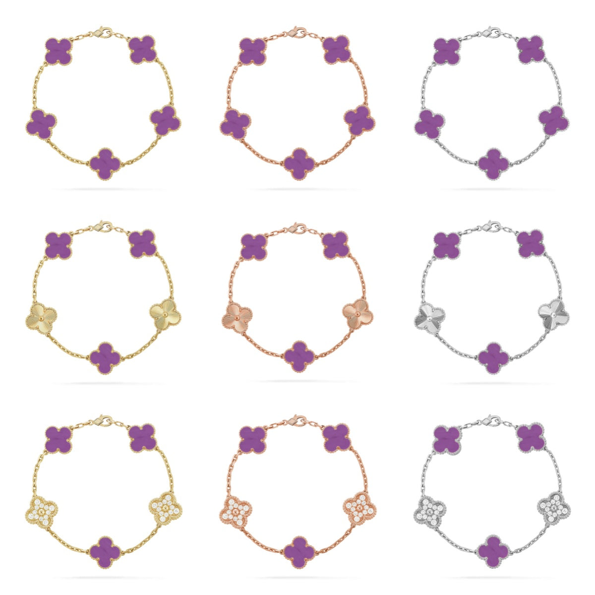 New  CLOVER 5 MOTIF VIOLET BRACELET COLLECTION