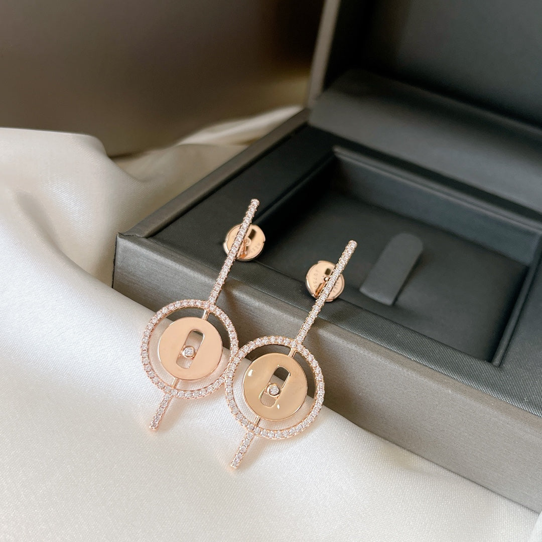 MOVE ARROW PINK GOLD DIAMOND EARRINGS