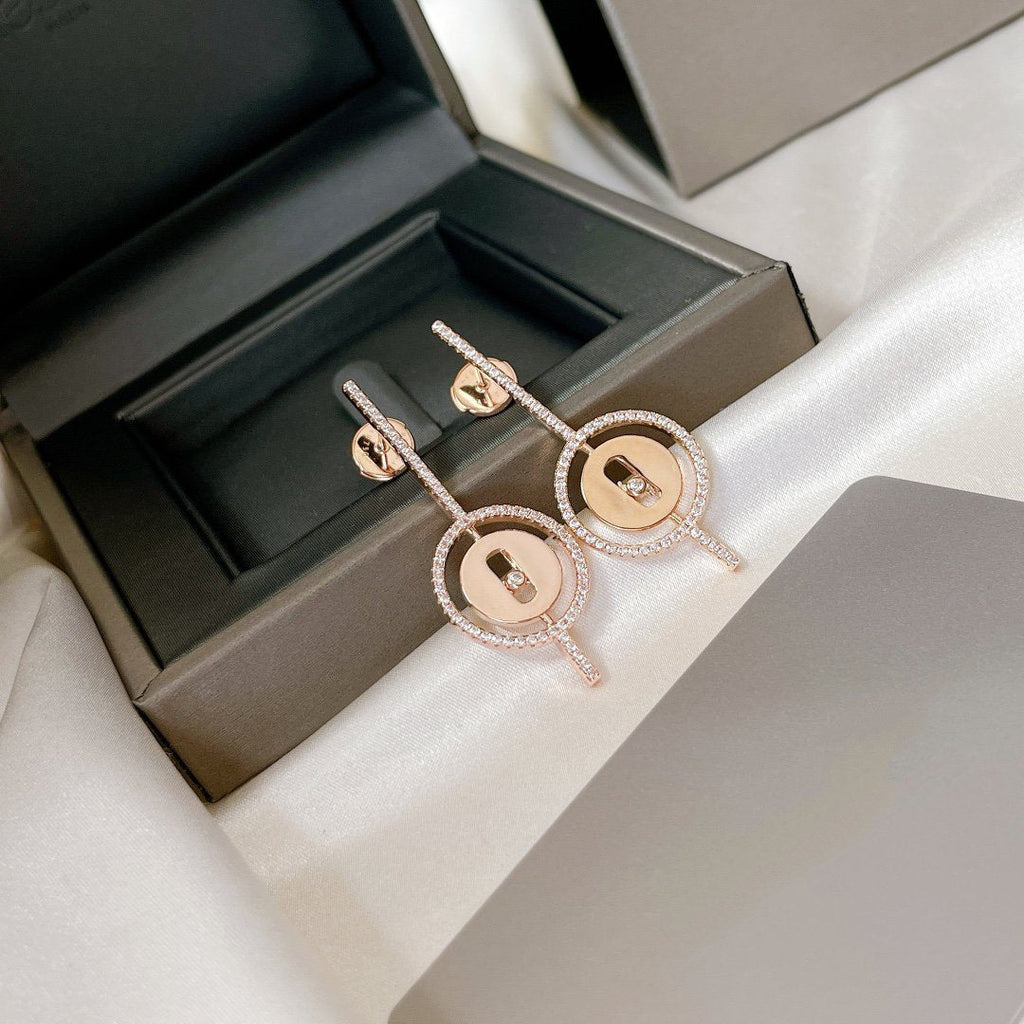MOVE ARROW PINK GOLD DIAMOND EARRINGS