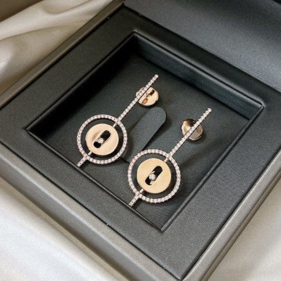 MOVE ARROW PINK GOLD DIAMOND EARRINGS