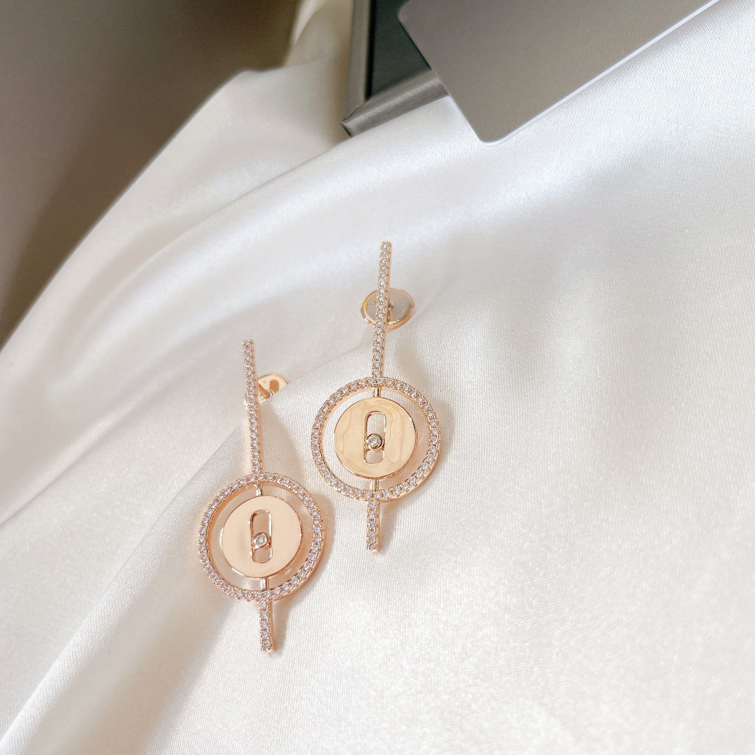 MOVE ARROW PINK GOLD DIAMOND EARRINGS