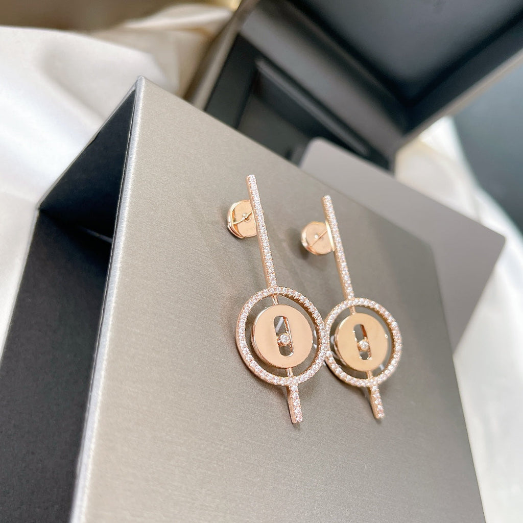 MOVE ARROW PINK GOLD DIAMOND EARRINGS