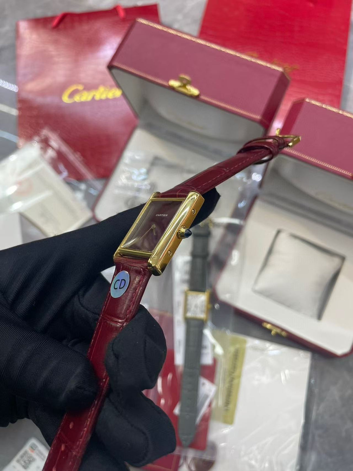 CARTIER Tank Louis Cartier Watch,Quartz Movement, Leather