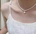 Chanel pearl four-leaf clover black and white double wear necklace
