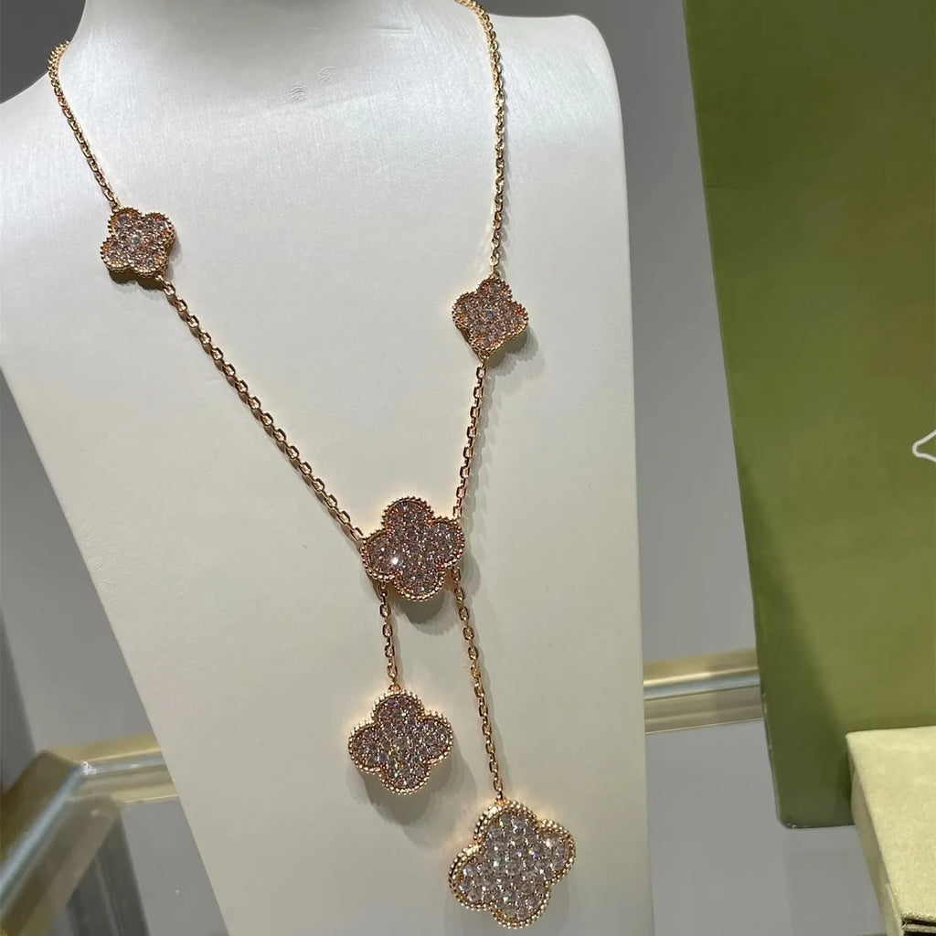 Van Cleef & Arpels Four-leaf clover chalcedony 6-flower necklace 6 colors