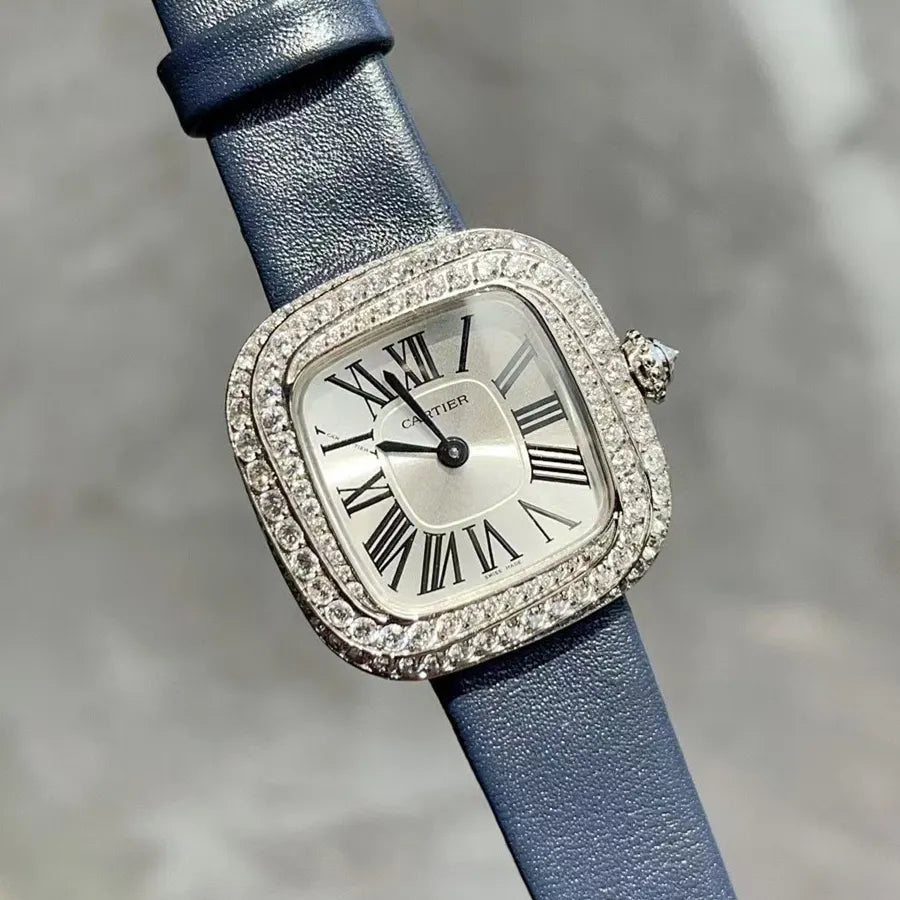 Coussin de Cartier Small 18ct White Gold Diamond Set Watch WJCS0002