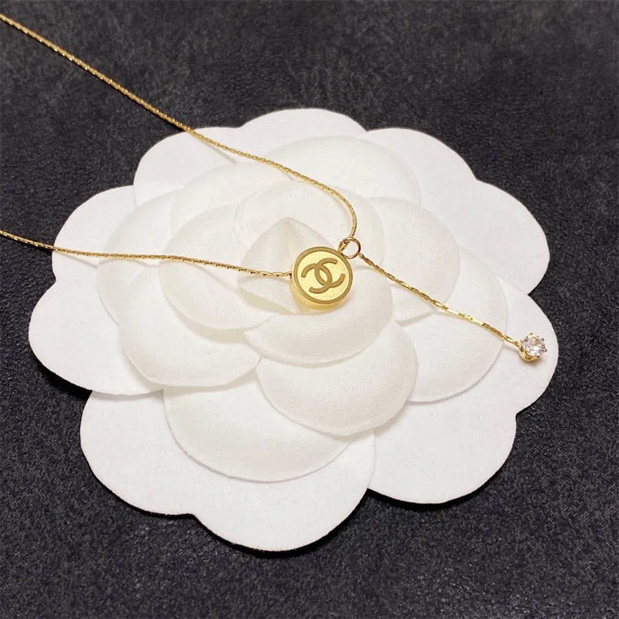 Chanel double C letter thin necklace