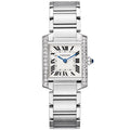 Tank Franaise Medium Steel Diamond Bezel Watch