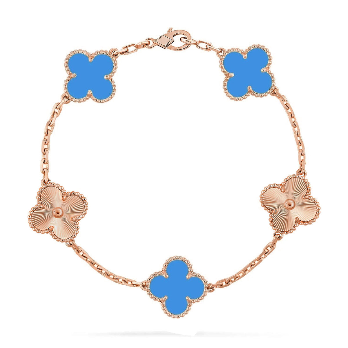 New CLOVER 5 MOTIF BLUE AGATE BRACELET COLLECTION