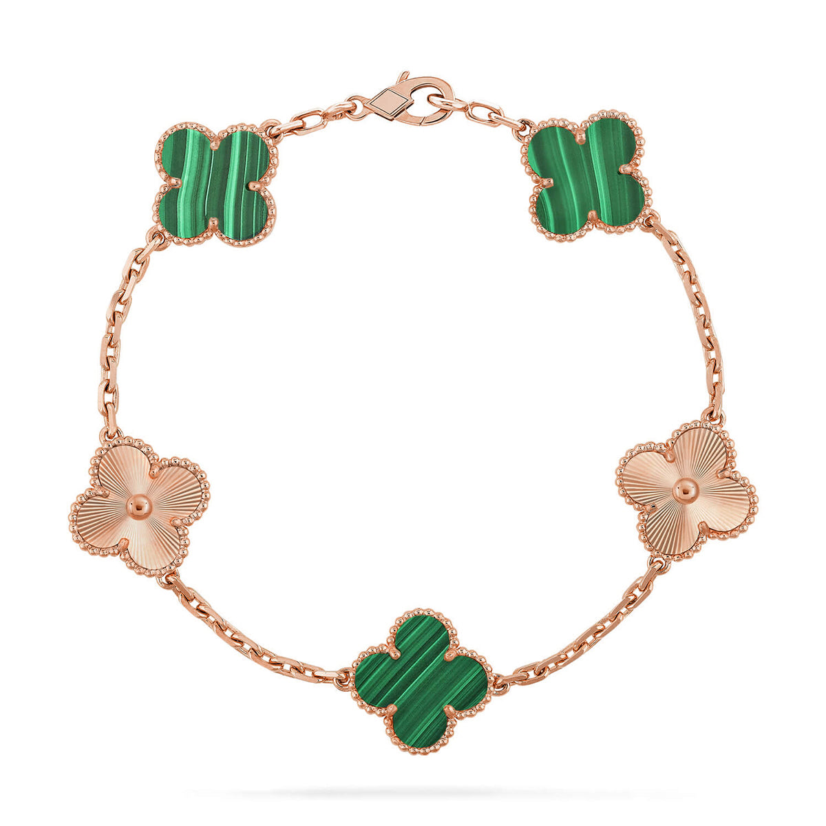 New  CLOVER 5 MOTIF MALACHITE BRACELET COLLECTION