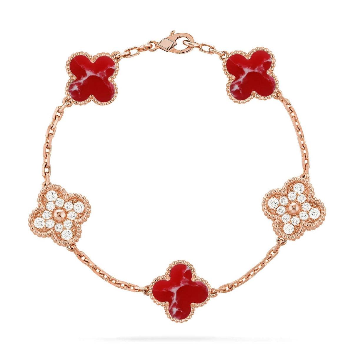 New CLOVER 5 MOTIF RED PATTERN BRACELET COLLECTION