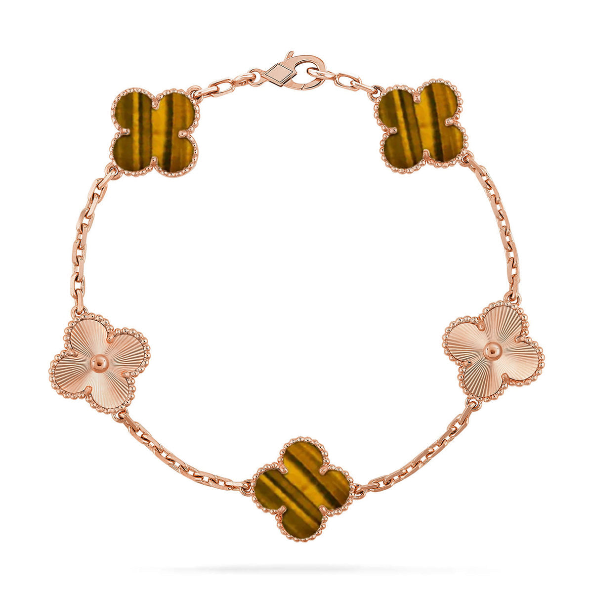 New  CLOVER 5 MOTIFS TIGER EYE BRACELET COLLECTION