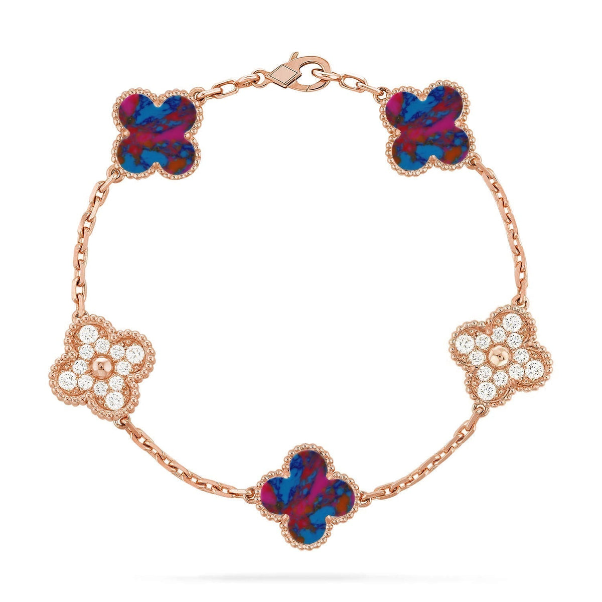 New CLOVER 5 MOTIF COLOR GEMSTONES BRACELET COLLECTION