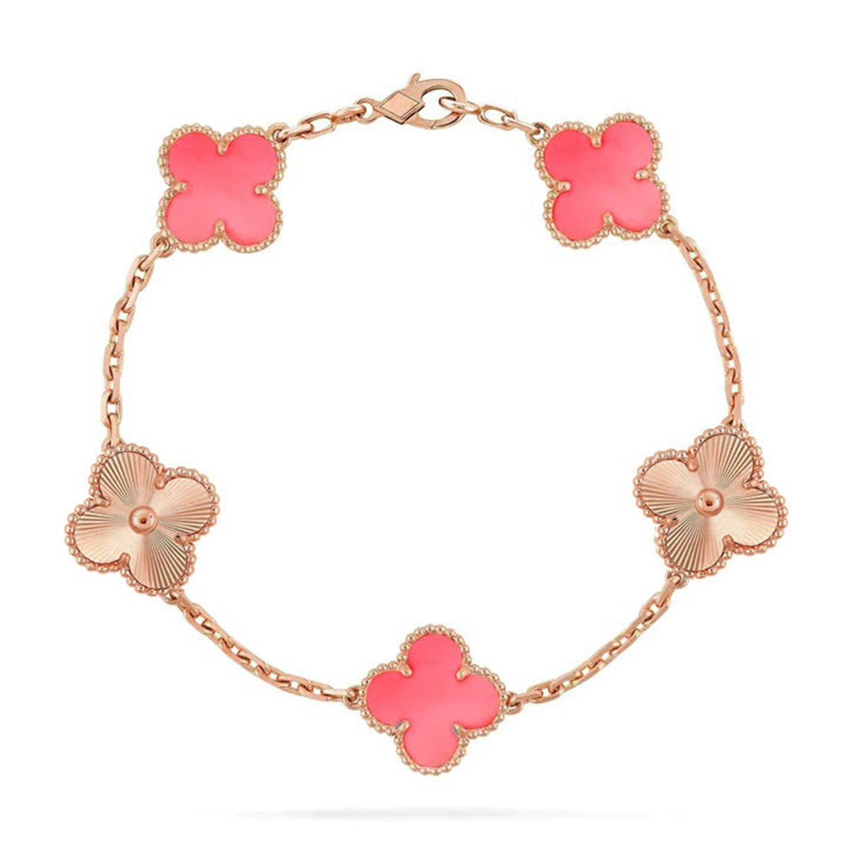 New  CLOVER 5 MOTIFS  PINK MOP BRACELET COLLECTION