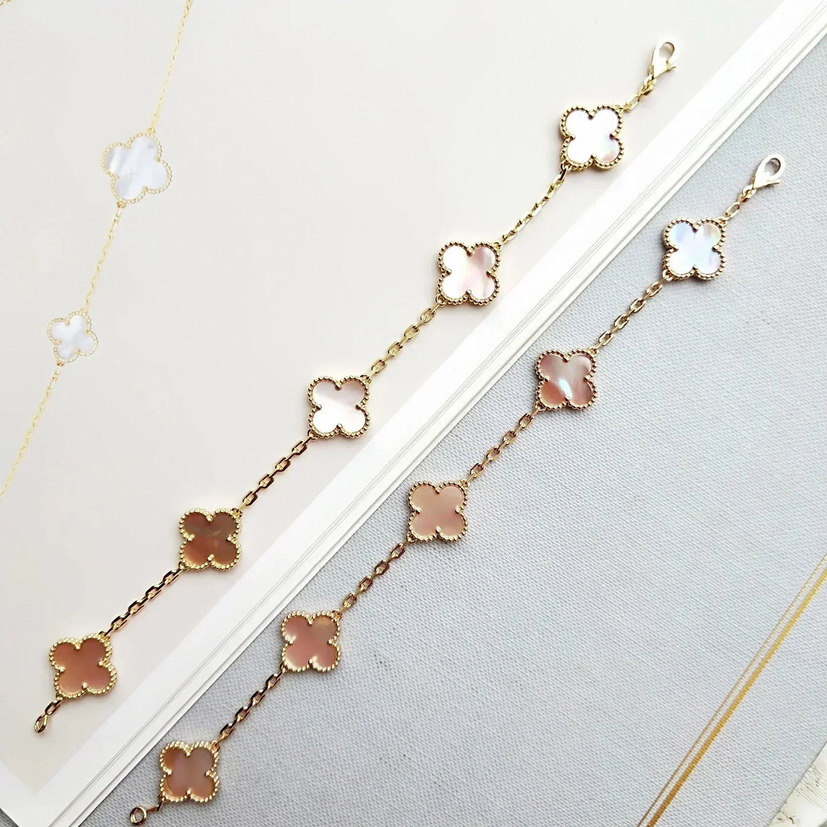 New  CLOVER 5 MOTIFS  PINK MOP BRACELET COLLECTION