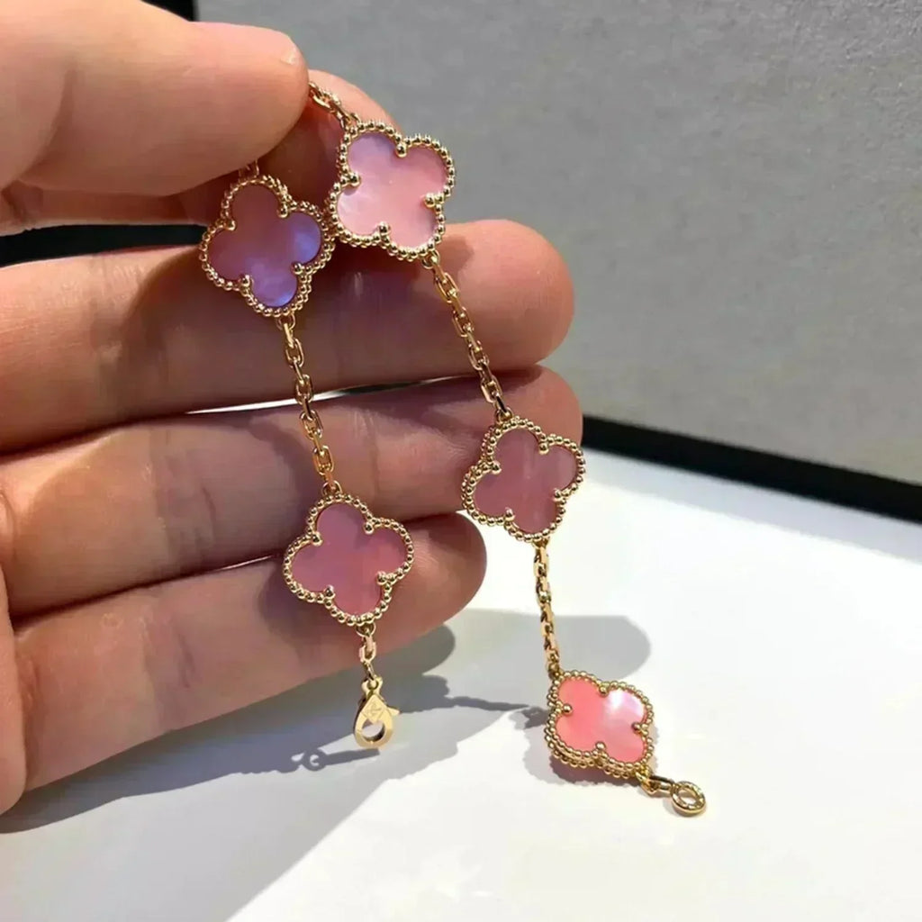 New  CLOVER 5 MOTIFS  PINK MOP BRACELET COLLECTION