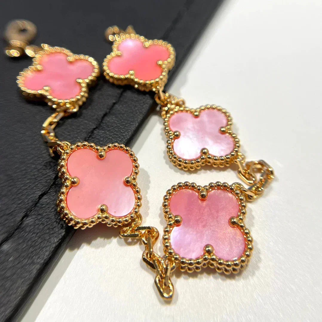 New  CLOVER 5 MOTIFS  PINK MOP BRACELET COLLECTION