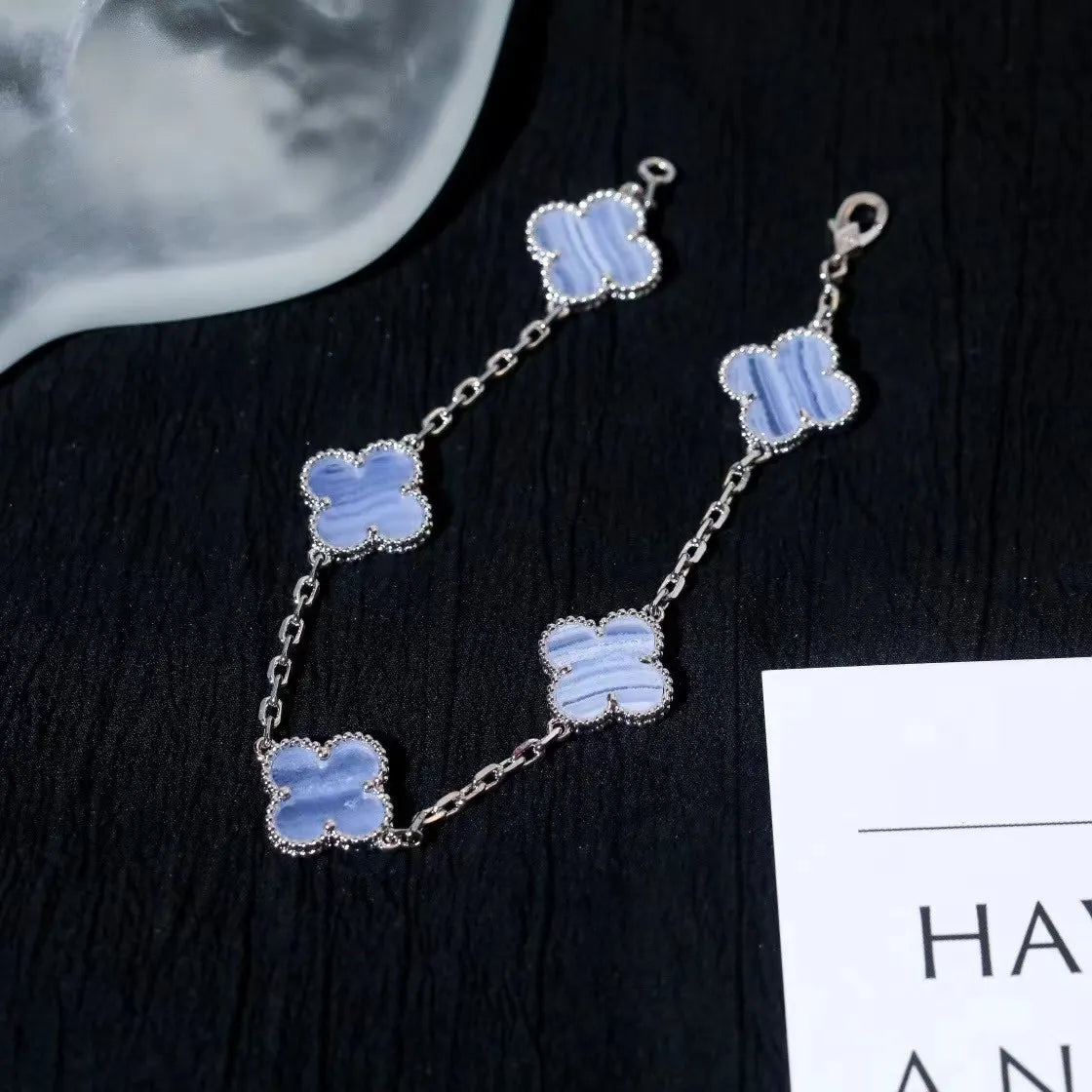Van Cleef & Arpels Four-leaf clover purple chalcedony bracelet