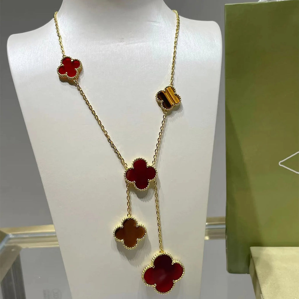 Van Cleef & Arpels Four-leaf clover chalcedony 6-flower necklace 6 colors