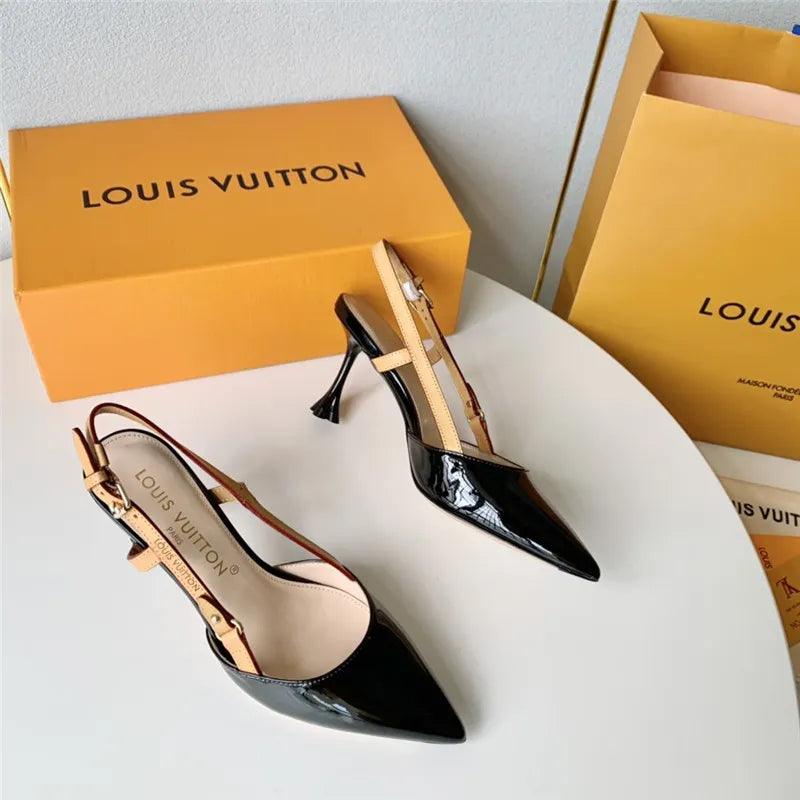 louis vuitton LV flower electroplated heel back high heel sandals