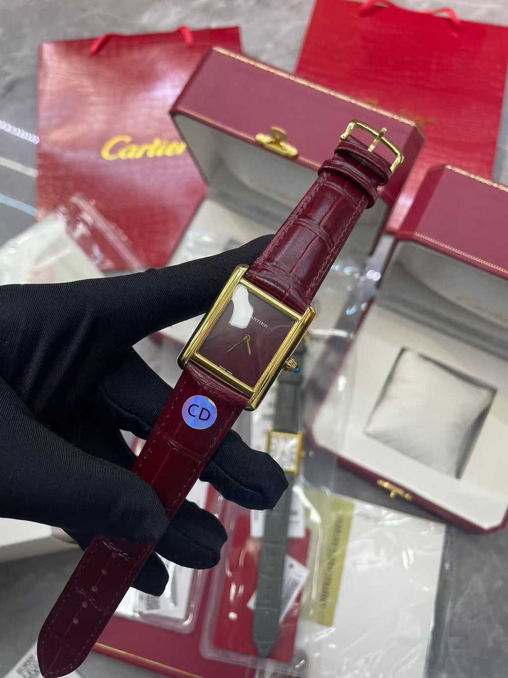 CARTIER Tank Louis Cartier Watch,Quartz Movement, Leather