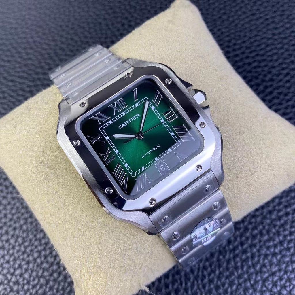 CARTIER Santos De Large Model Automatic Green Dial Men's Watch