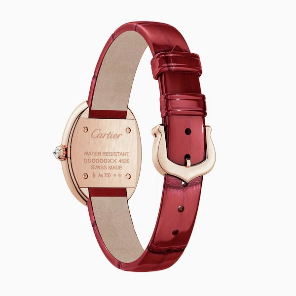 CARTIER Baignoire De Cartier Watch, Small Model, Quartz Movement, Rose Gold, Diamonds, Leather