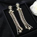 Chanel full diamond woven chain tassel earrings