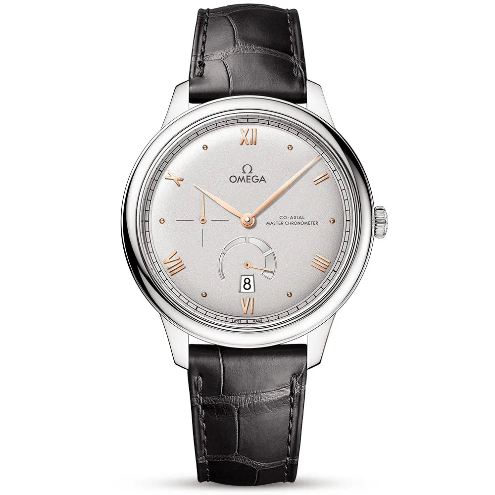 De Ville Prestige Power Reserve 41mm Silver/Rose Dial Men's Automatic Strap Watch