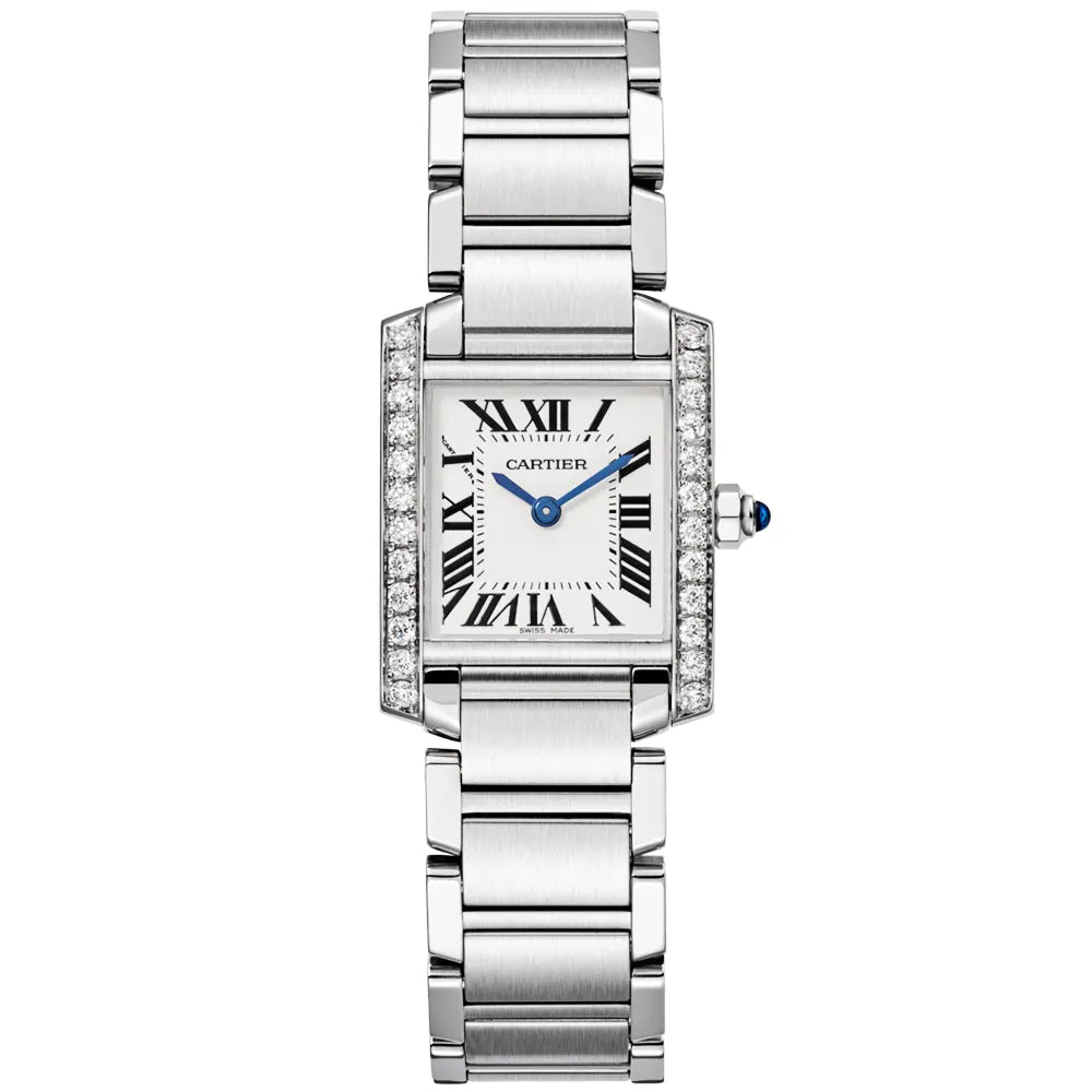 Tank Franaise Small Steel Diamond Bezel Watch