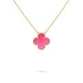 NEW CLOVER 15MM PINK ENAMEL NECKLACE