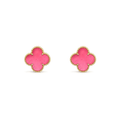 NEW CLOVER 15MM PINK ENAMEL STUD EARRINGS