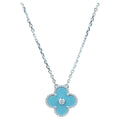CLOVER 15MM DIAMOND SVRES PORCELAIN  NECKLACE SILVER