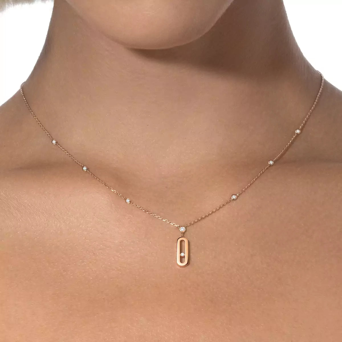 Move Uno Gold Diamond Long Necklace