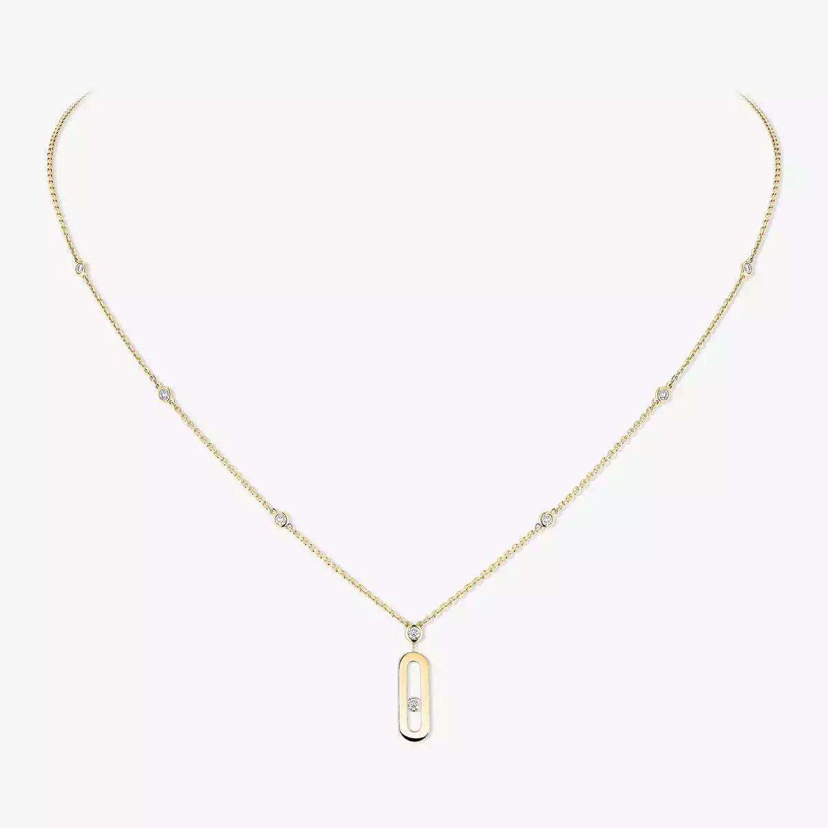 Move Uno Gold Diamond Long Necklace