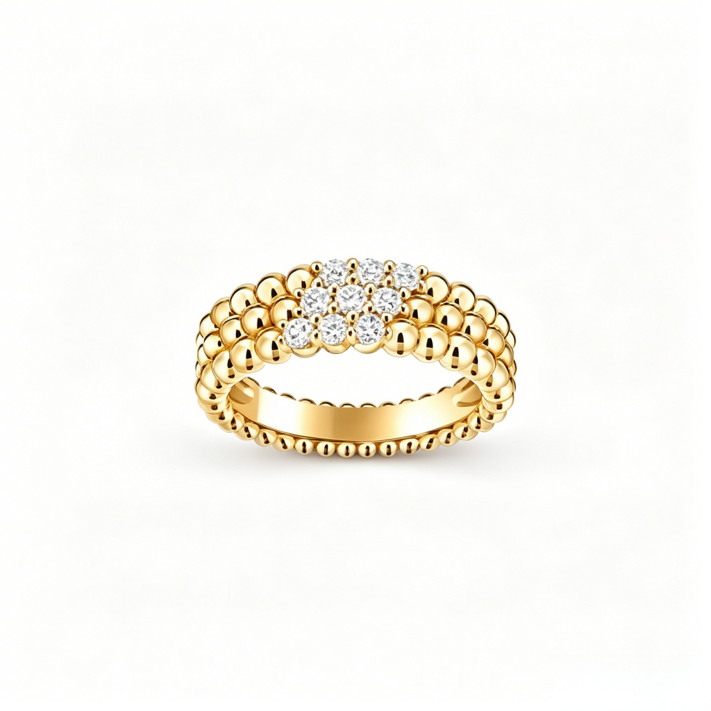 THREE-ROW DIAMOND RING