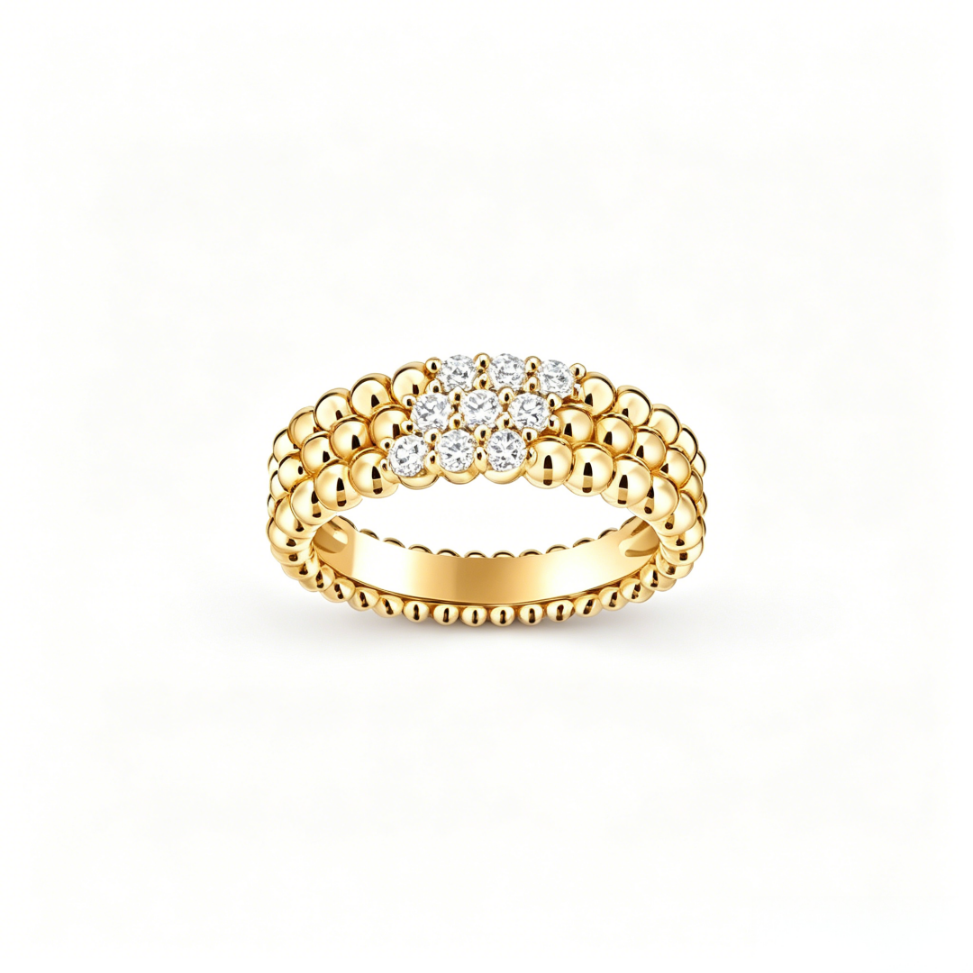 THREE-ROW DIAMOND RING