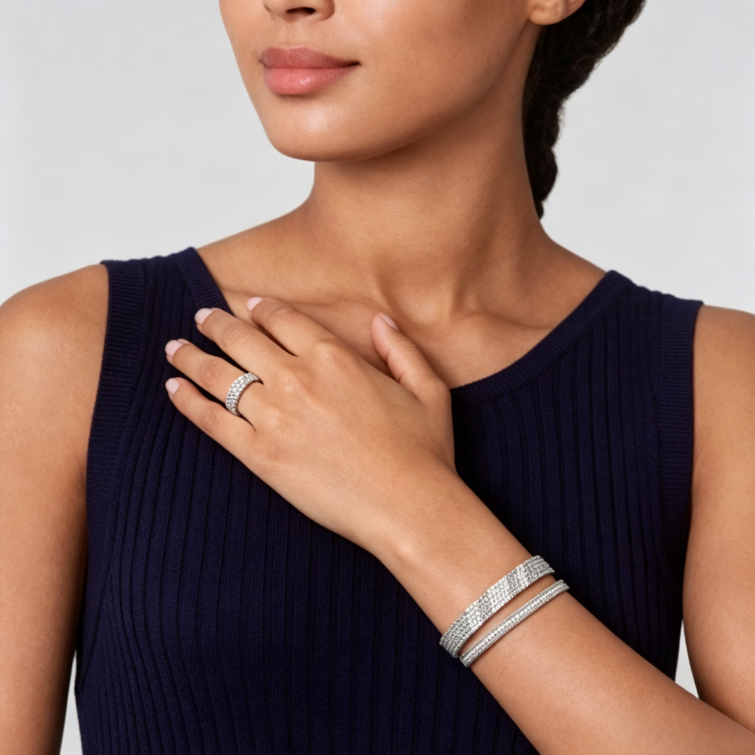 THREE-ROW DIAMOND RING