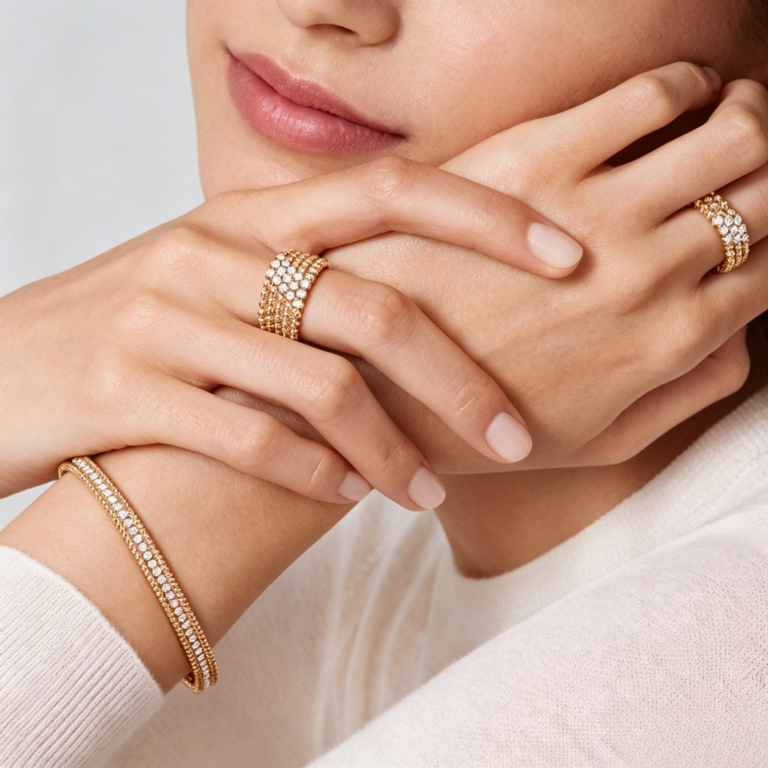 THREE-ROW DIAMOND RING