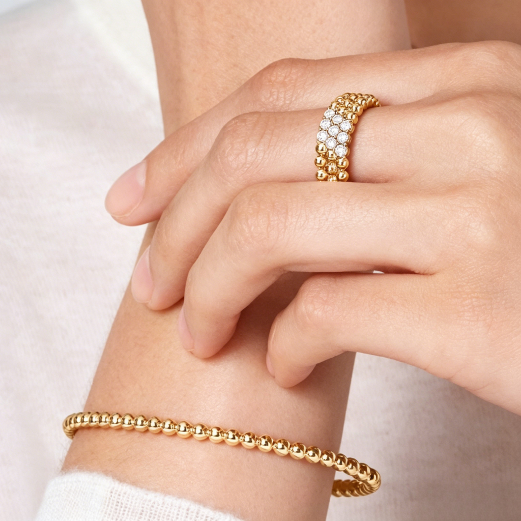 THREE-ROW DIAMOND RING