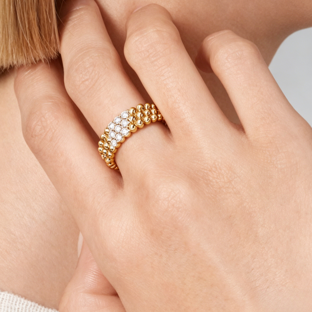 THREE-ROW DIAMOND RING