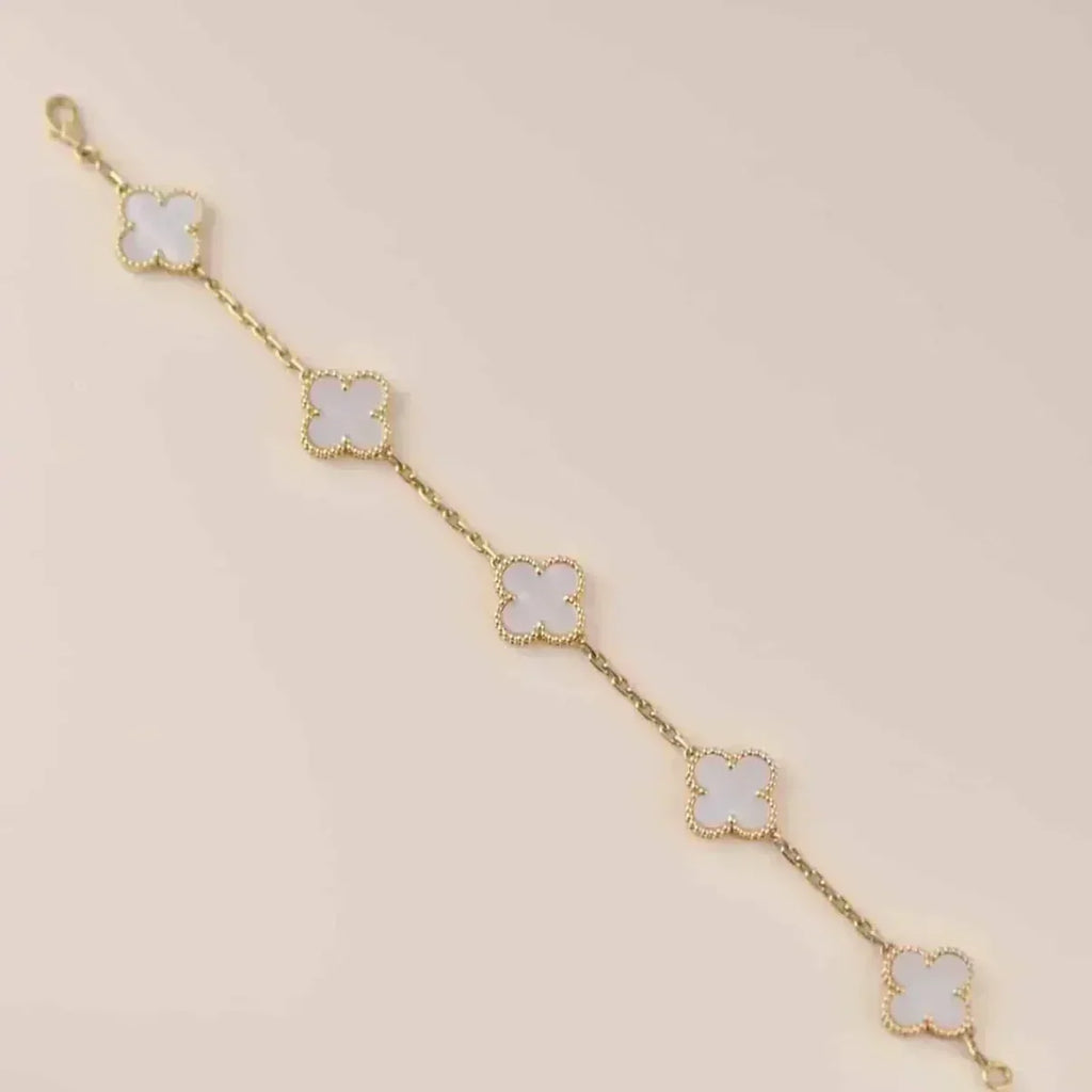 New CLOVER WHITE PEARL MOP 5 MOTIF BRACELET COLLECTION