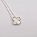 CLOVER  15MM WHITE MOTHER-OF-PEARL SILVER