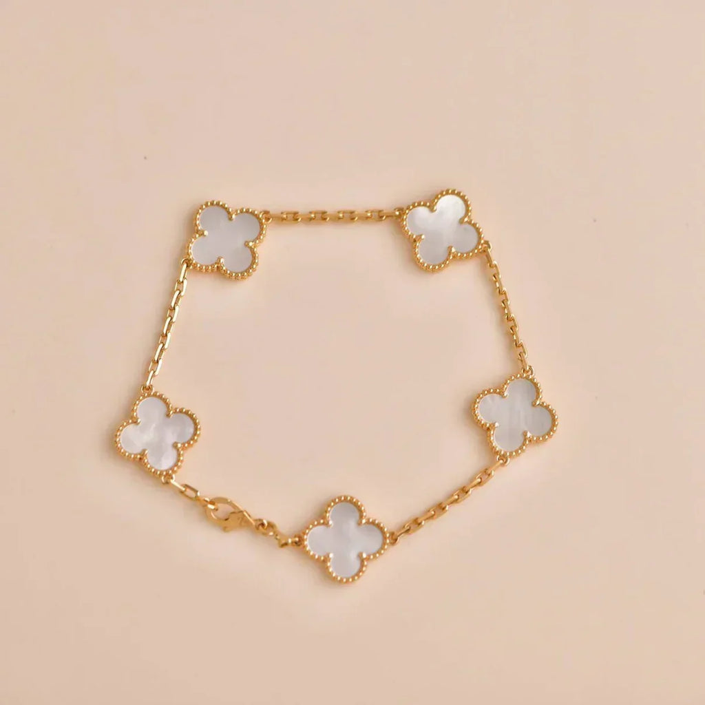 New CLOVER WHITE PEARL MOP 5 MOTIF BRACELET COLLECTION