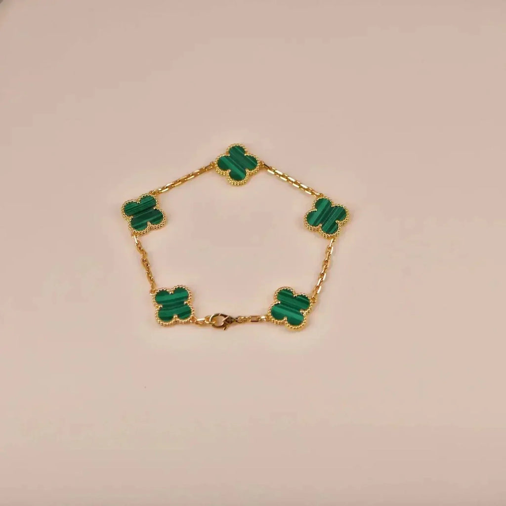 New  CLOVER 5 MOTIF MALACHITE BRACELET COLLECTION