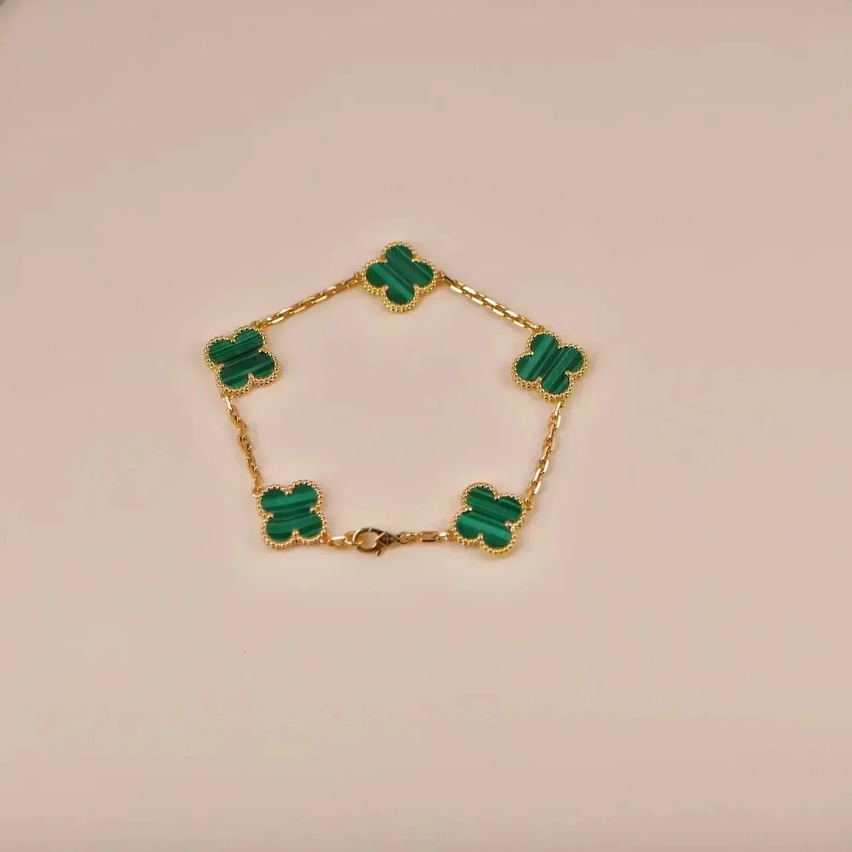 New  CLOVER 5 MOTIF MALACHITE BRACELET COLLECTION