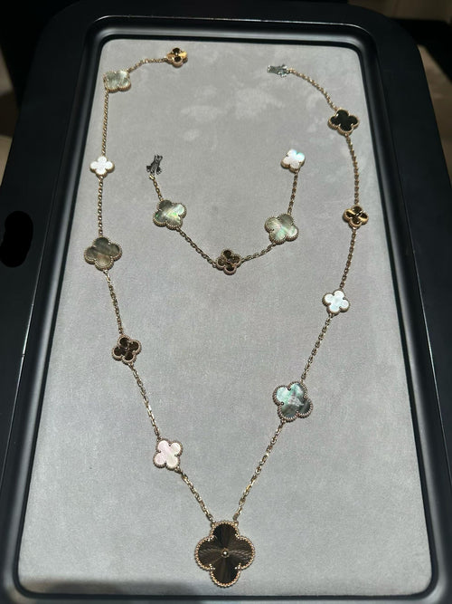 25 NEW CLOVER 15 MOTIFS GRAY MOTHER-OF-PEARL